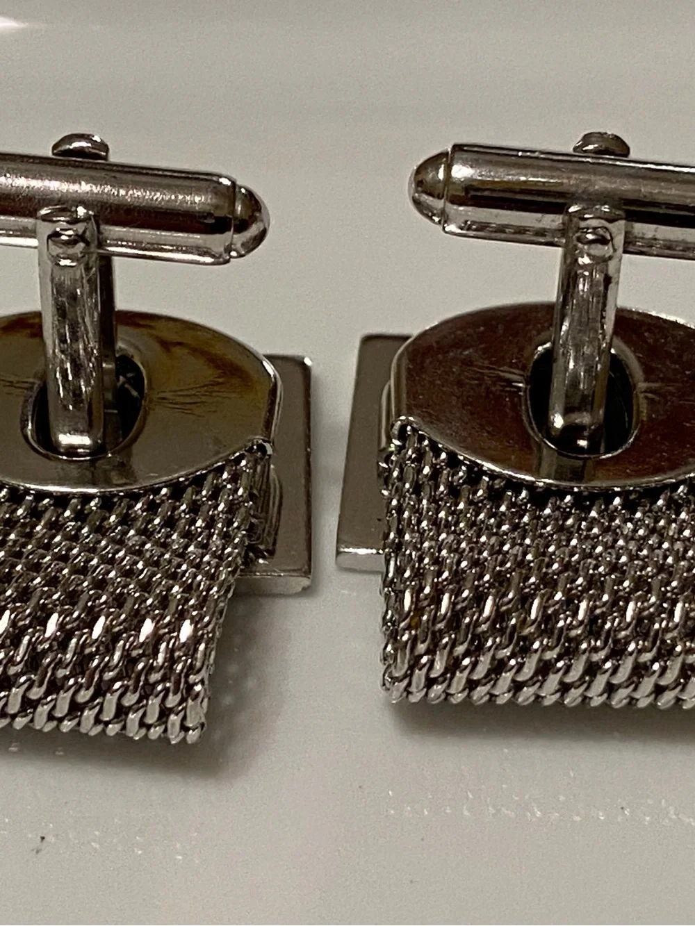 Brushed Metal Square Cufflinks for Men - Silver Finish
